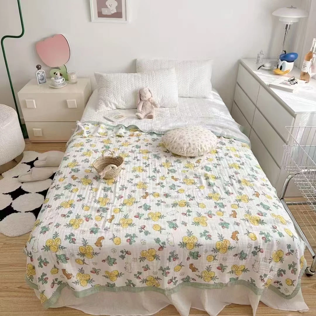 四层竹棉纱布盖毯机洗被子小清新