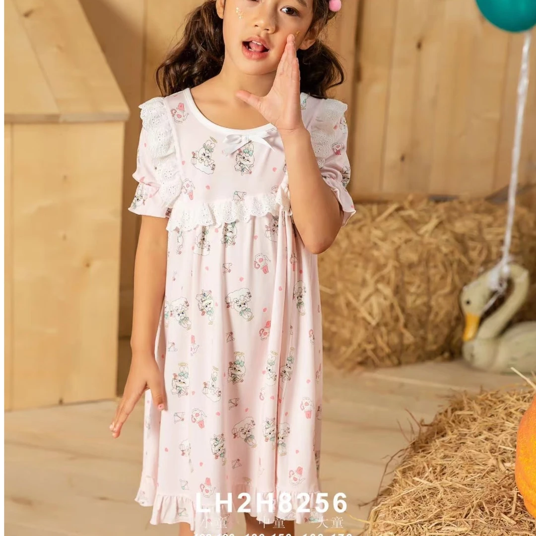 小松鼠洛洛夏季圆领天使兔 女童睡裙15  8256