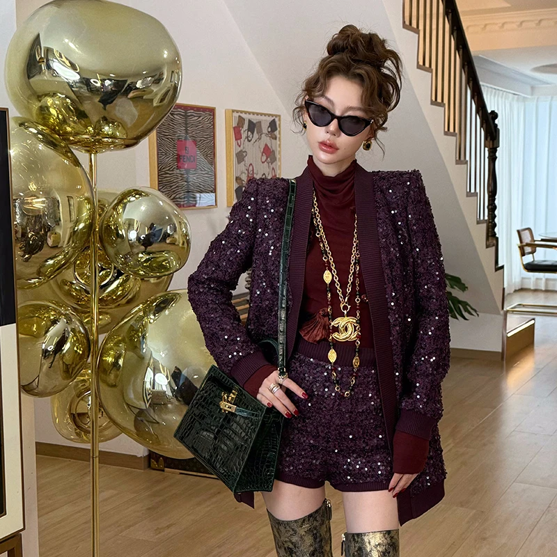 M/Q〔奢闪老钱〕名媛高端气质高定亮片编织外套半裙MQ8132/MQ8133