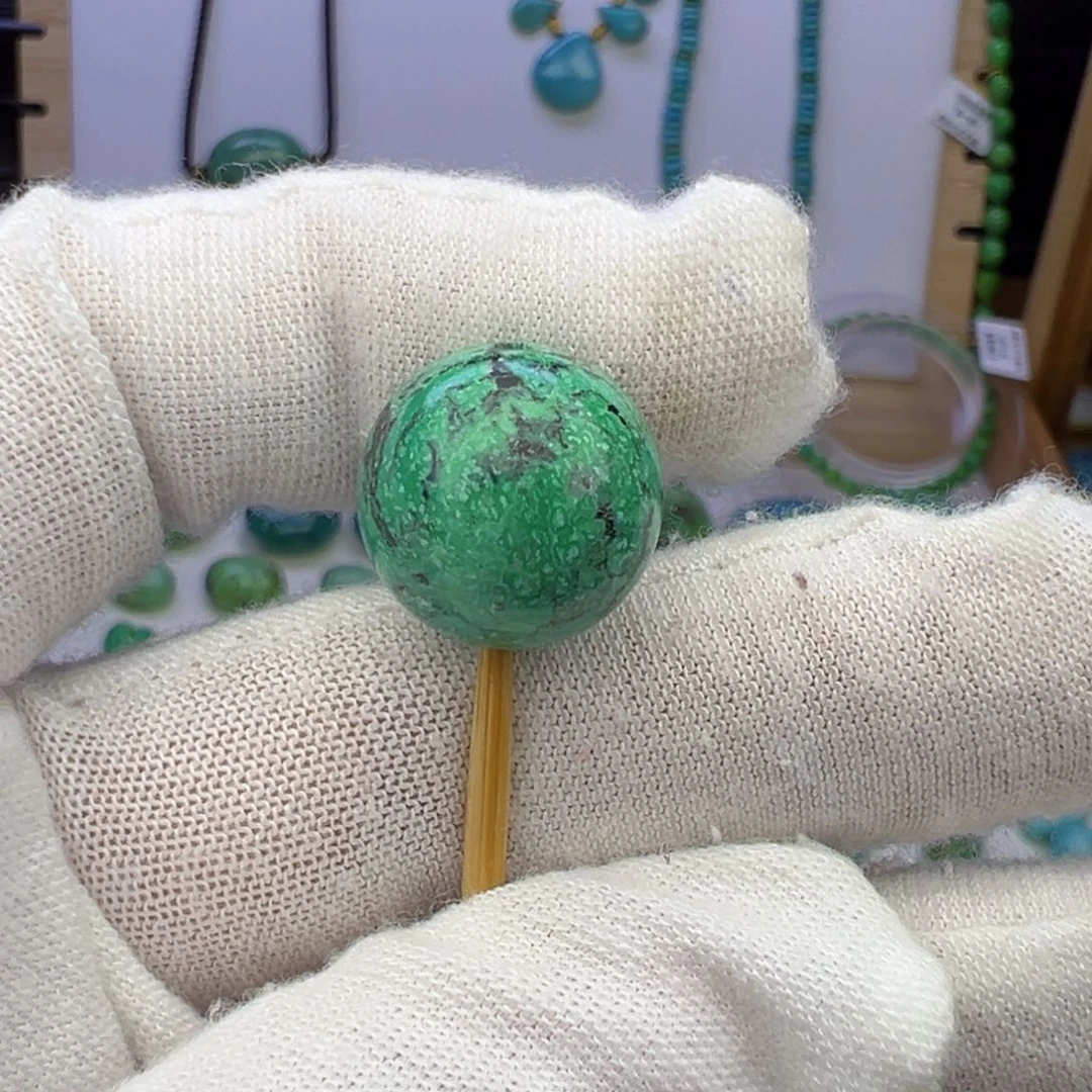 菜籽绿网花圆珠14.8mm兰