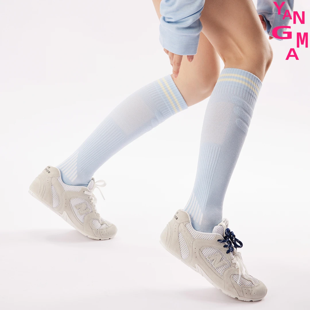 YANGMA微压运动小腿袜女骑行袜压缩网球跑步户外长筒袜50716单品