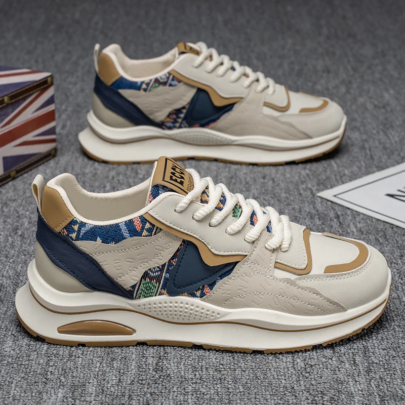 春季男鞋2025新款透气鞋子男潮流百搭厚底运动鞋休闲跑步老爹潮鞋