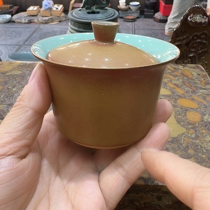 盖碗一个，陶烧。。。