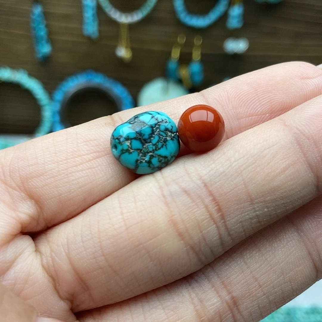 南红玛瑙未镶嵌水草纹豆子