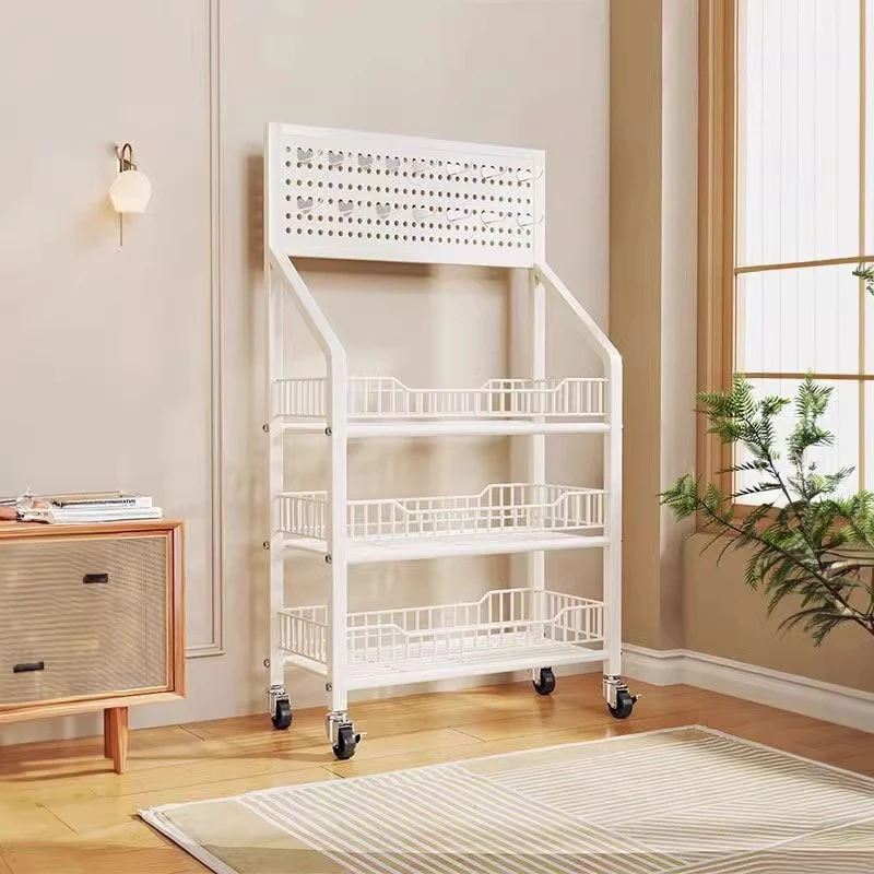 落地书架置物架多功能收纳储物架可移动小推车多功能洞洞板收纳架