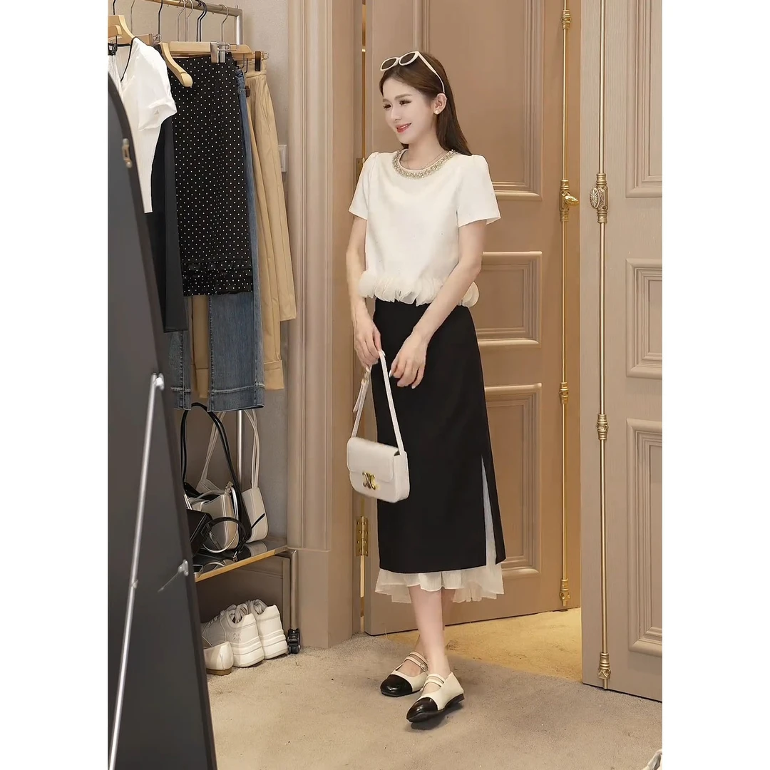 爆款新款今年流行穿搭一整套气质千金感上衣设计感半身裙两件套潮