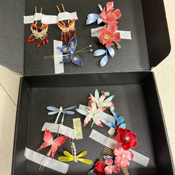 古风发饰汉服绒花发簪 手工制作默认微瑕 均有色差