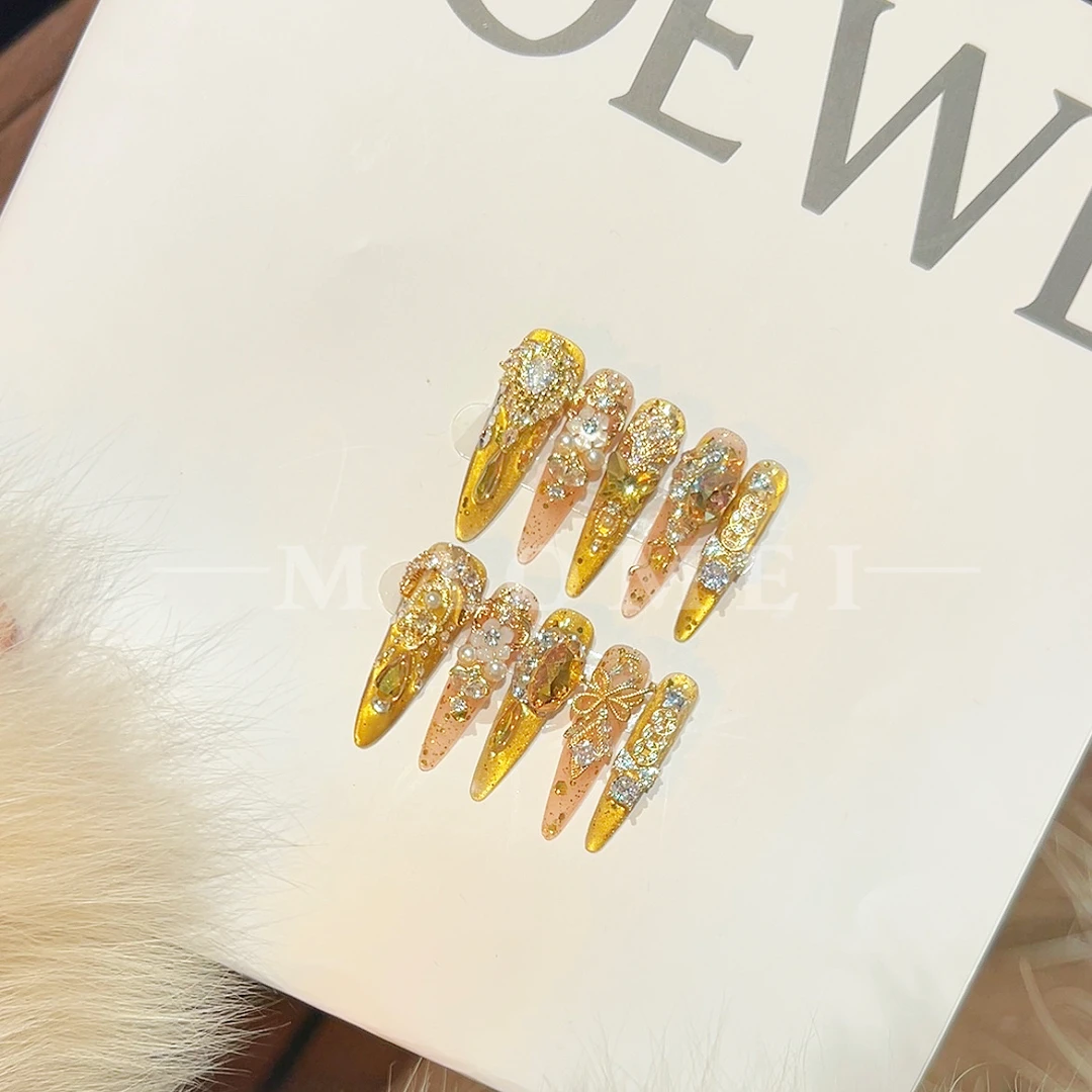 【弗洛伦萨】猫妹穿戴甲美甲设计师款甜妹风少女感满锆手工穿戴甲