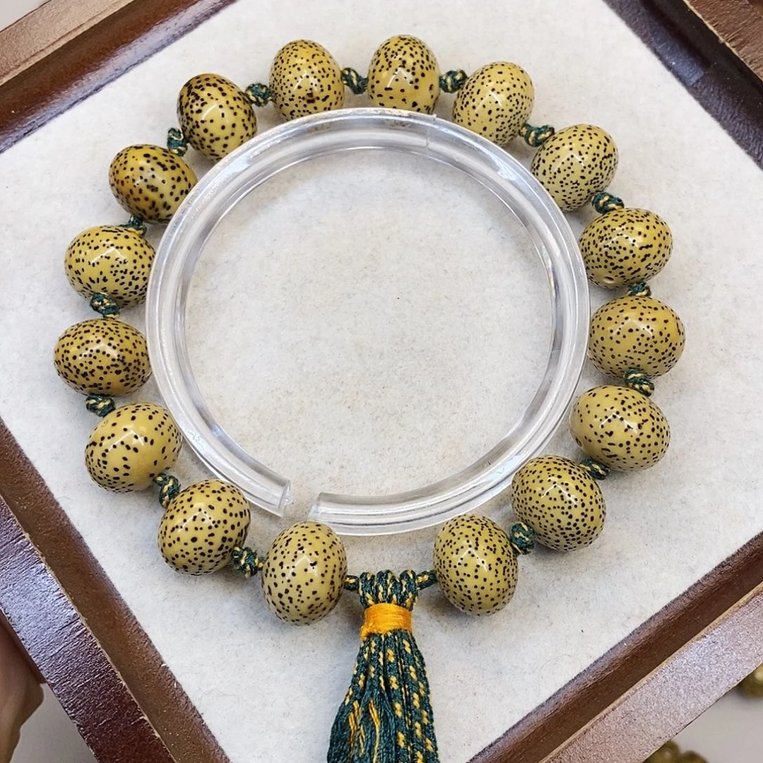 吊坠星月菩提14×11大串鸡油黄苹果珠