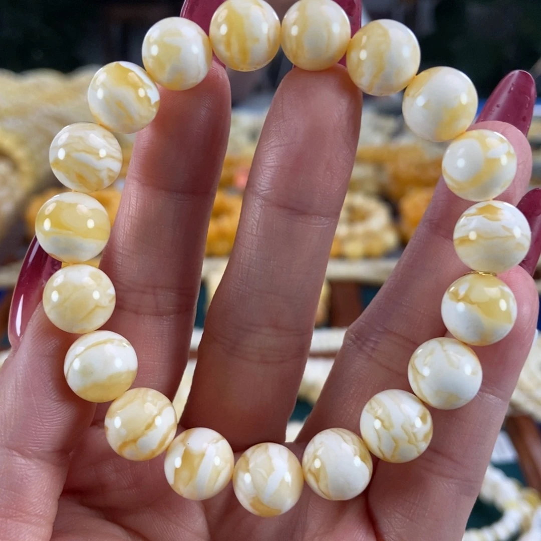 琥珀未镶嵌珠宝奇石10圆珠12.5