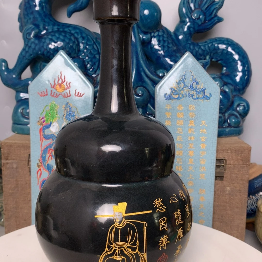 摆件黑釉汝州盘口瓶推荐