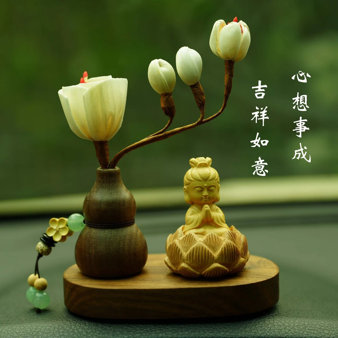 高端车载香薰观音宝宝佛车内饰品汽车摆件中控台桌面平安送礼