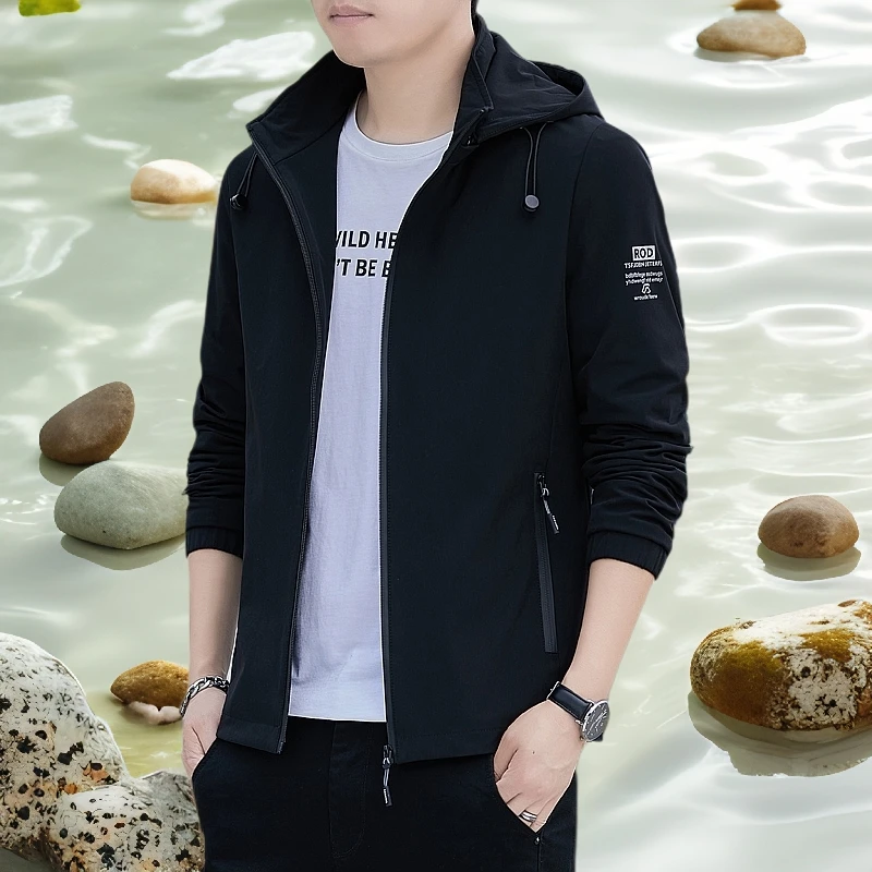 2025春秋新款潮流帅气连帽可拆修身潮男户外百搭休闲夹克男装