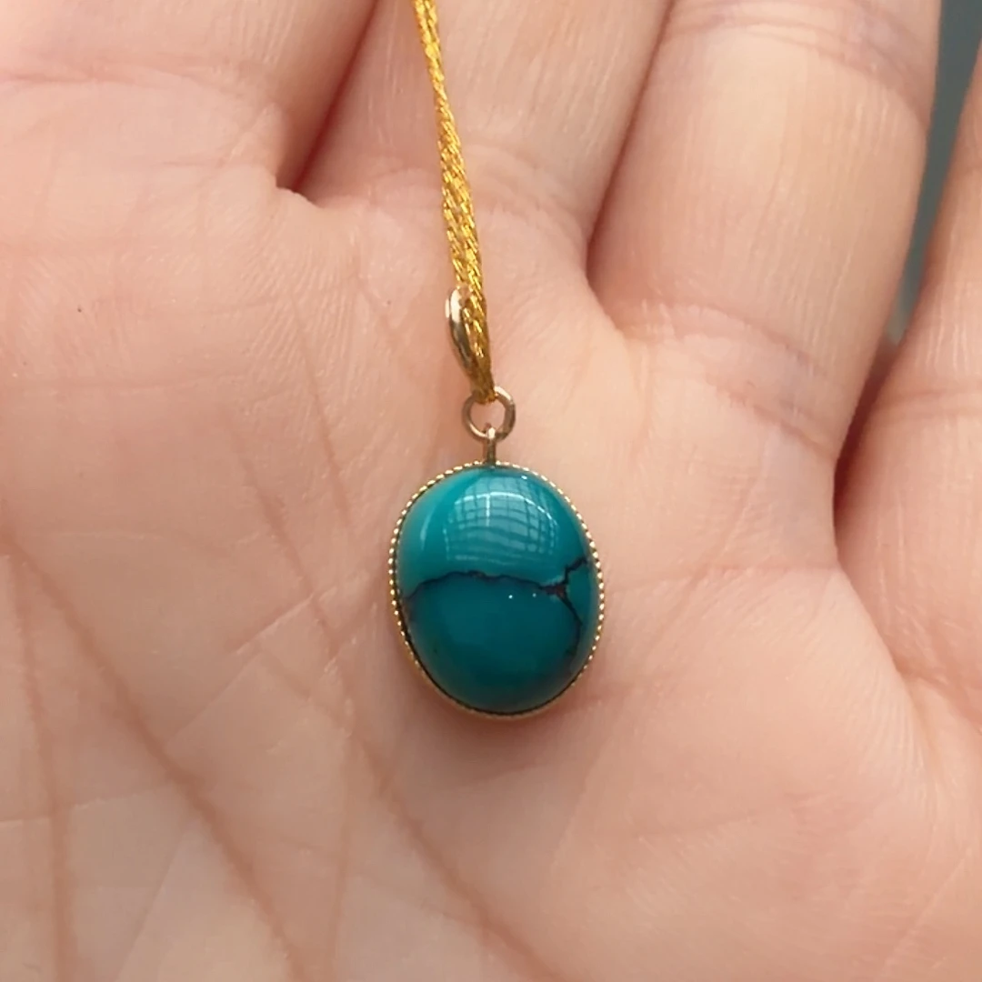 绿松石18K金镶嵌颈饰