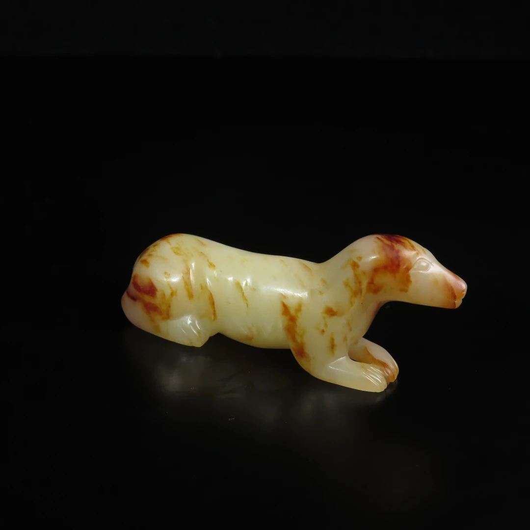 清代玉卧犬/MZ025807/和田玉/民族文物