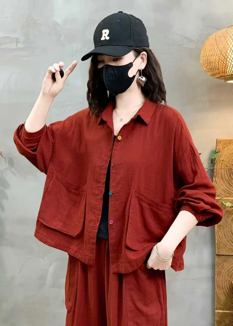 夏季新款双层纱采扣宽松大口袋复古长袖衬衫女装上衣