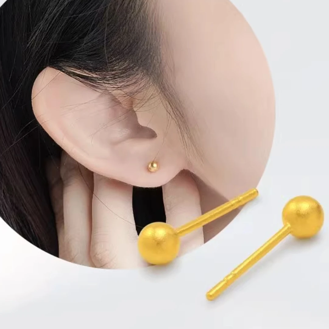 足银耳饰 【豆豆耳钉】金色豆豆