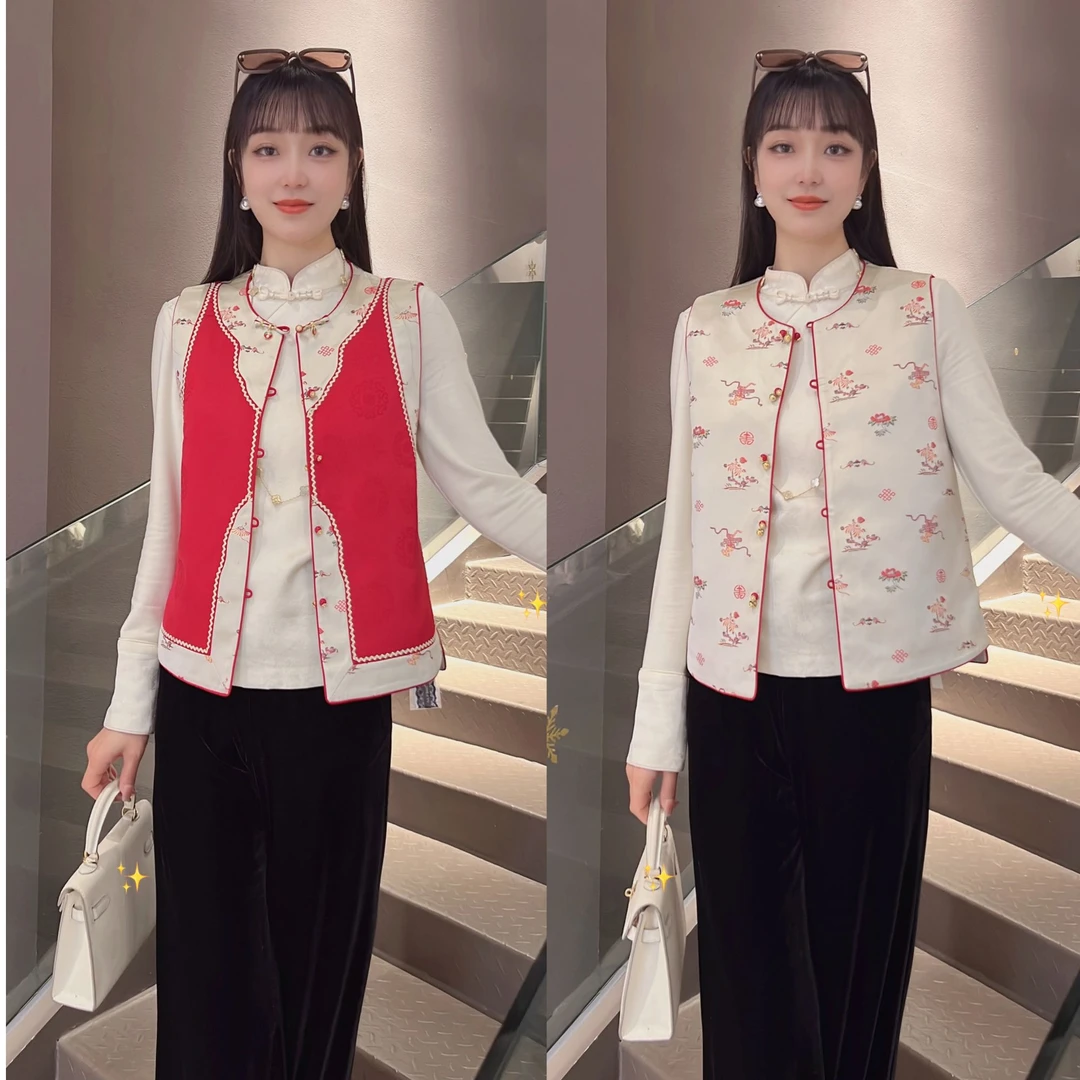 《晶晶定制》时尚日常气质新中式中国风马甲3719