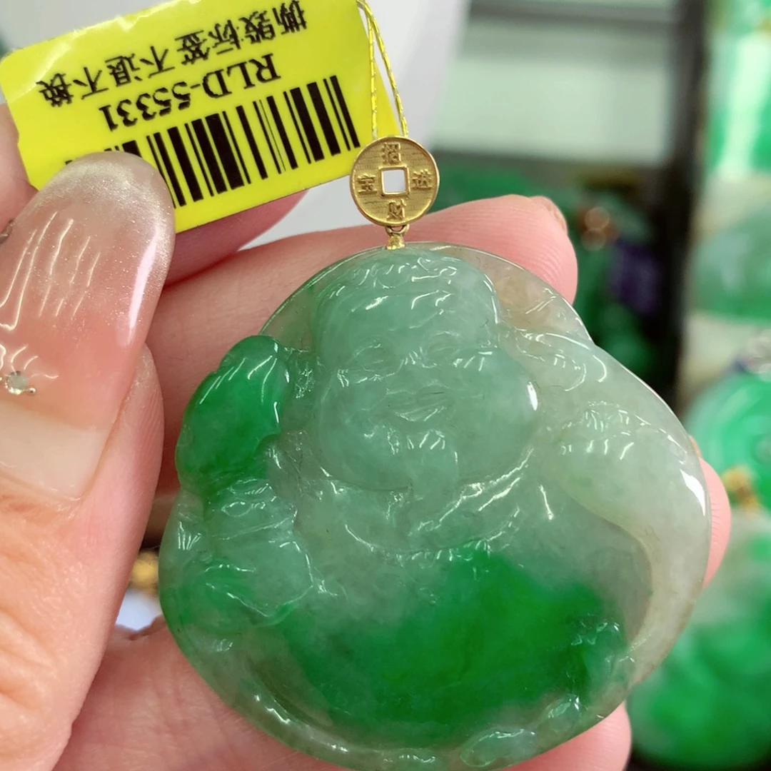 翡翠18K金镶嵌吊坠(不含链)