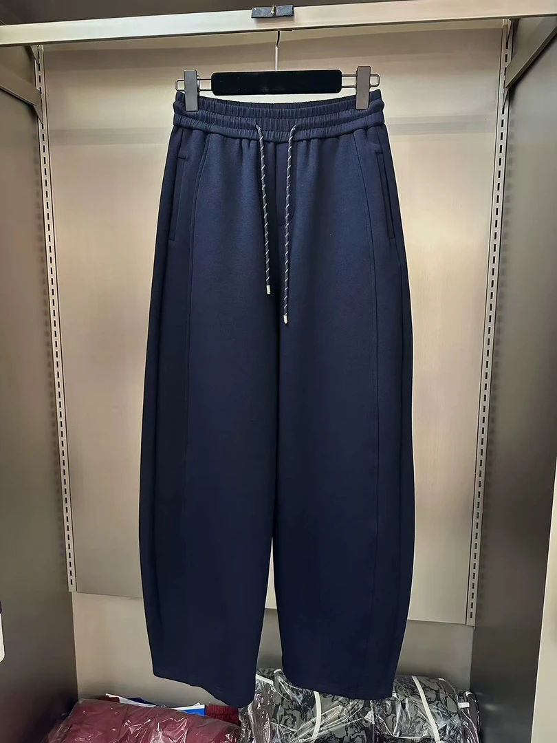 【左耳与麻】2025冬季新款醋酸羊毛弯刀裤抽绳松紧腰休闲裤女YYC025