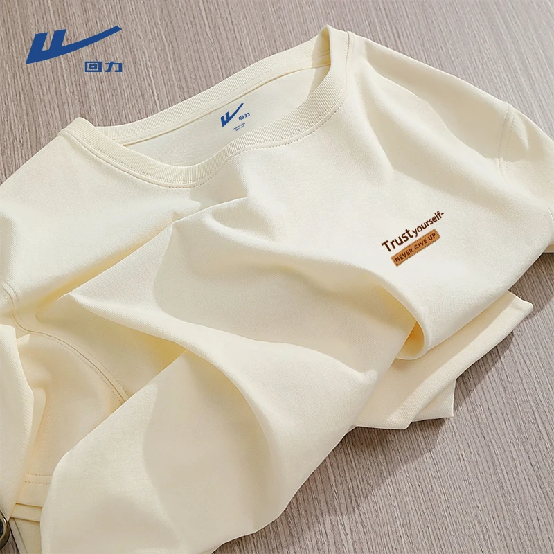 回力t恤短袖男美式简约字母半袖衫男款高级感休闲宽松圆领五分袖