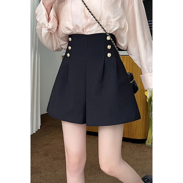 黑色西装短裤女夏季2025新款韩版高腰显瘦a字热裤百休闲时尚设计