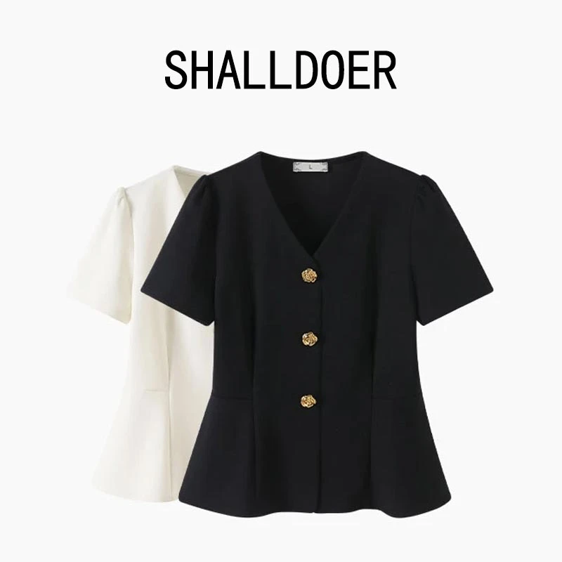 2025年夏季新款大码女装T恤纯色时尚百搭气质V领短袖减龄显瘦潮款