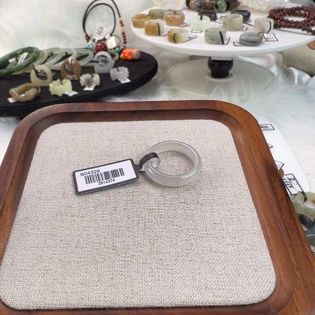 和田玉未镶嵌戒指w80冰粉紫圆条17.8不退换