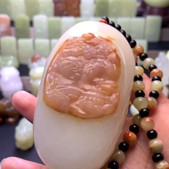 石材方解石手把件