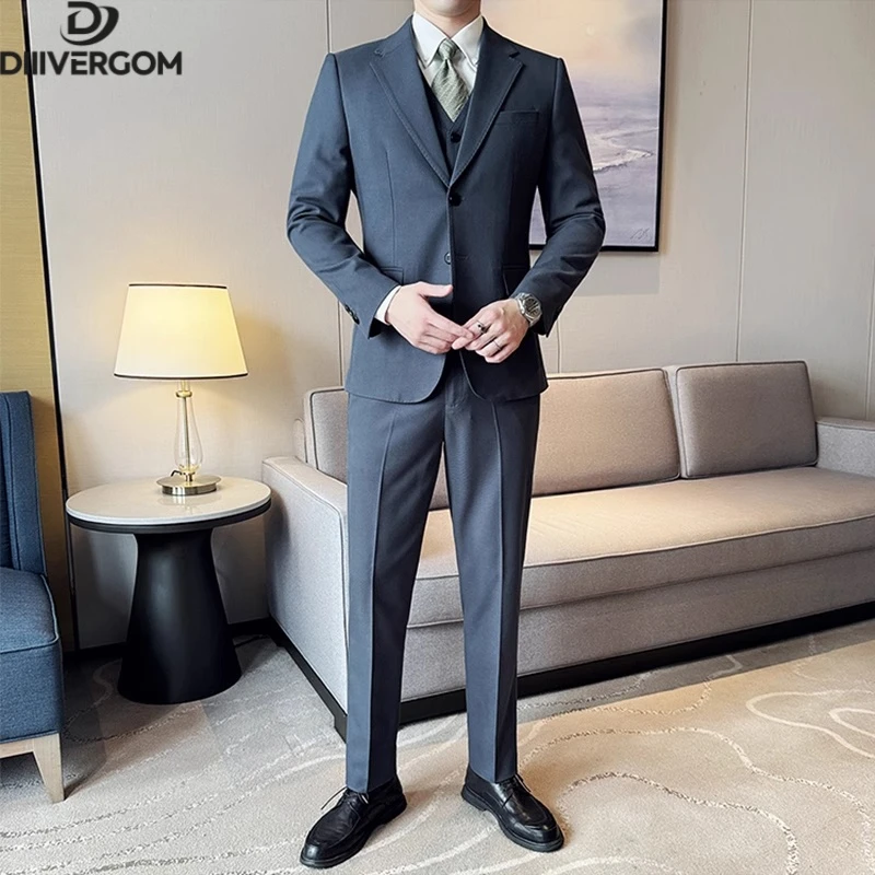 春秋款男士高档质感西装套装上衣商务通勤大码西服新郎结婚礼服