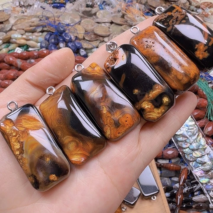 水晶珠宝半成品未镶嵌带皮玛恼无事牌配件一颗