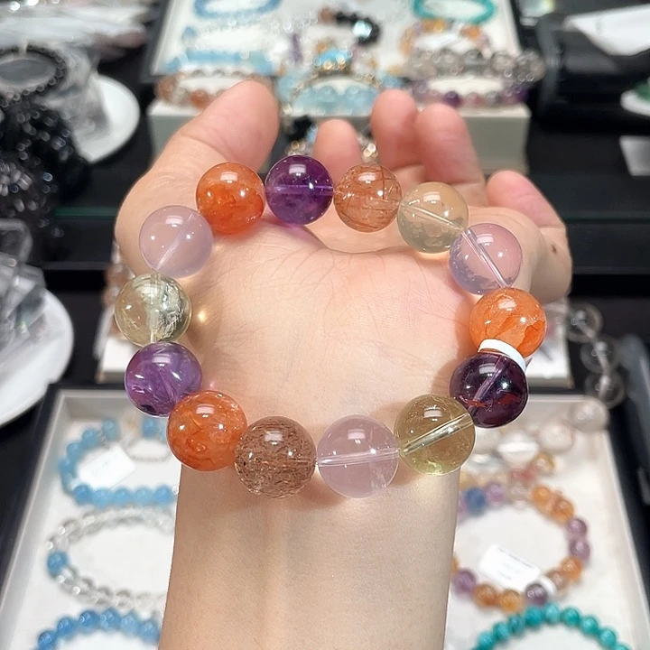 水晶未镶嵌手链15mm多宝水晶