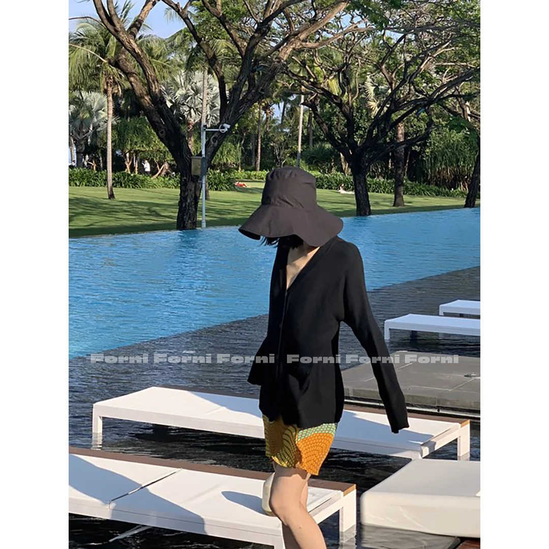 FORNI “叠搭buff” 春款轻薄羊毛V领宽松针织开衫