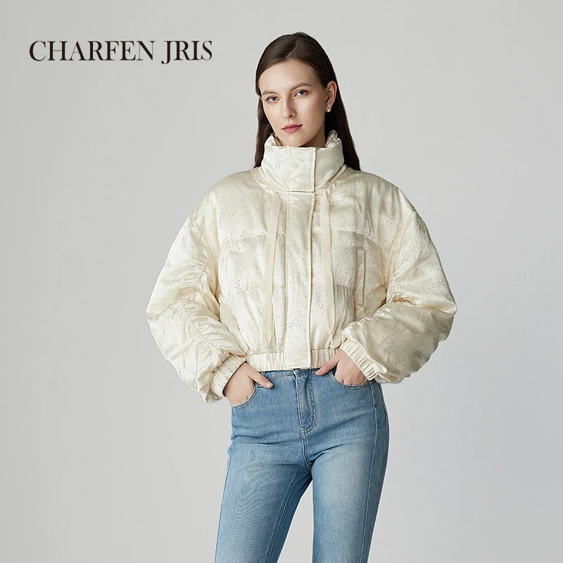 【芊芊专属】朝峰春季时尚百搭缎面烫钻短款棉服FJF1A663-6118O