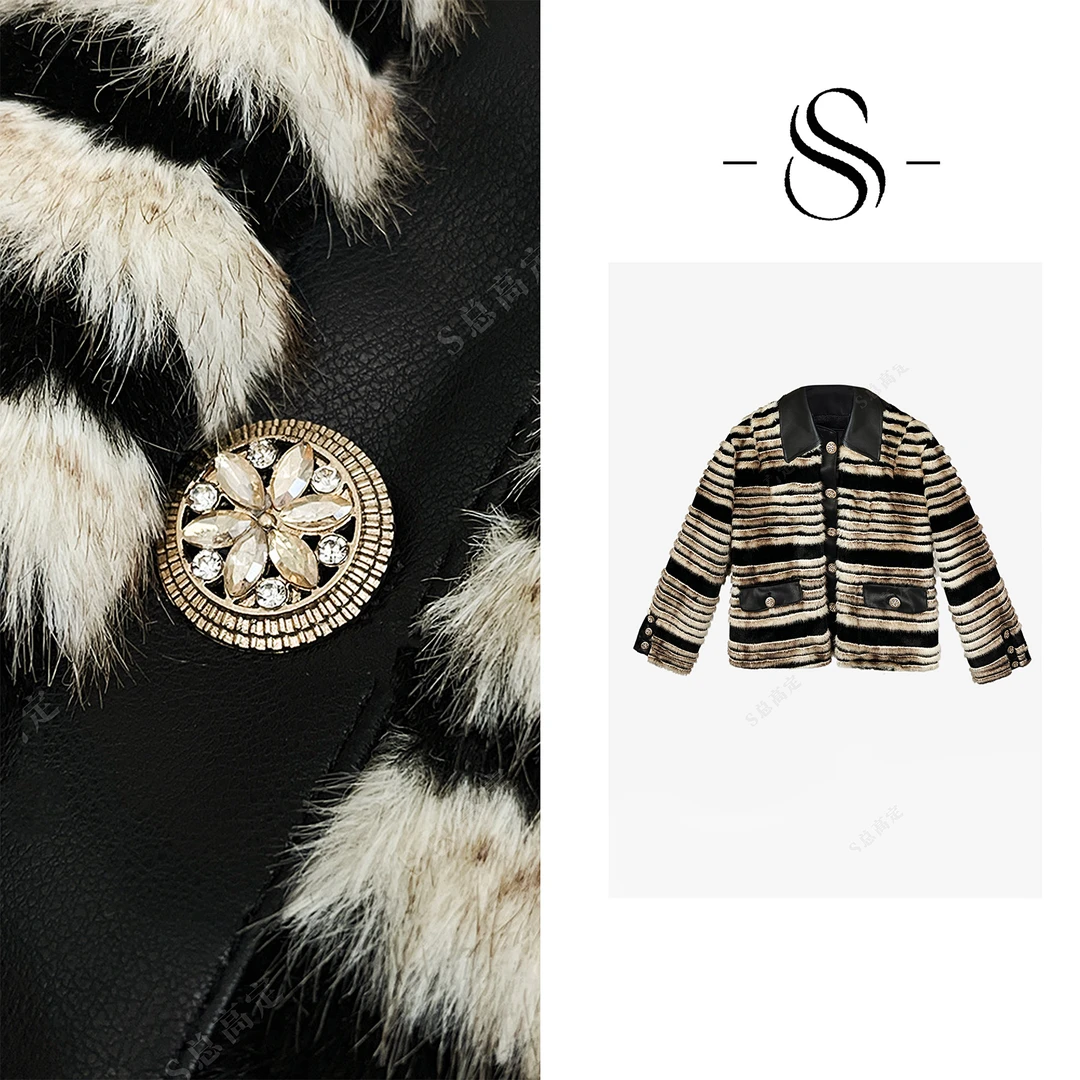 NIMOSHI【倩倩】冬款重工欧式高奢重工拼接设计气质短外套D0444