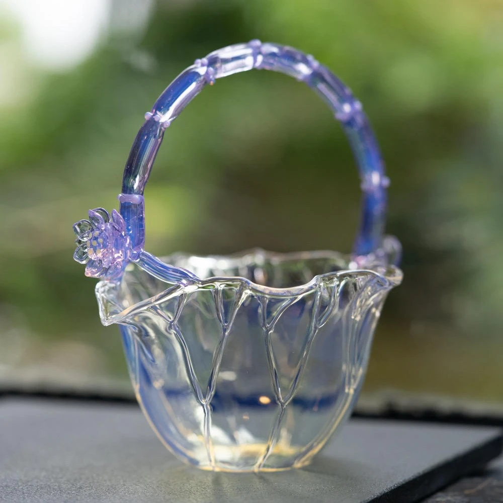 【包包爱茶器】晶炎荷花荷韵提梁公道杯-紫色提梁纯手工