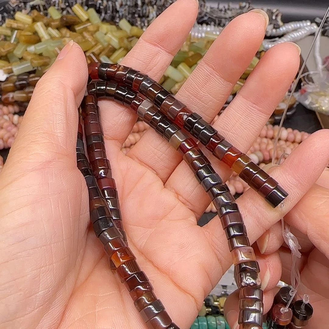 玛瑙/玉髓合金珠宝半成品6mm剁珠一条
