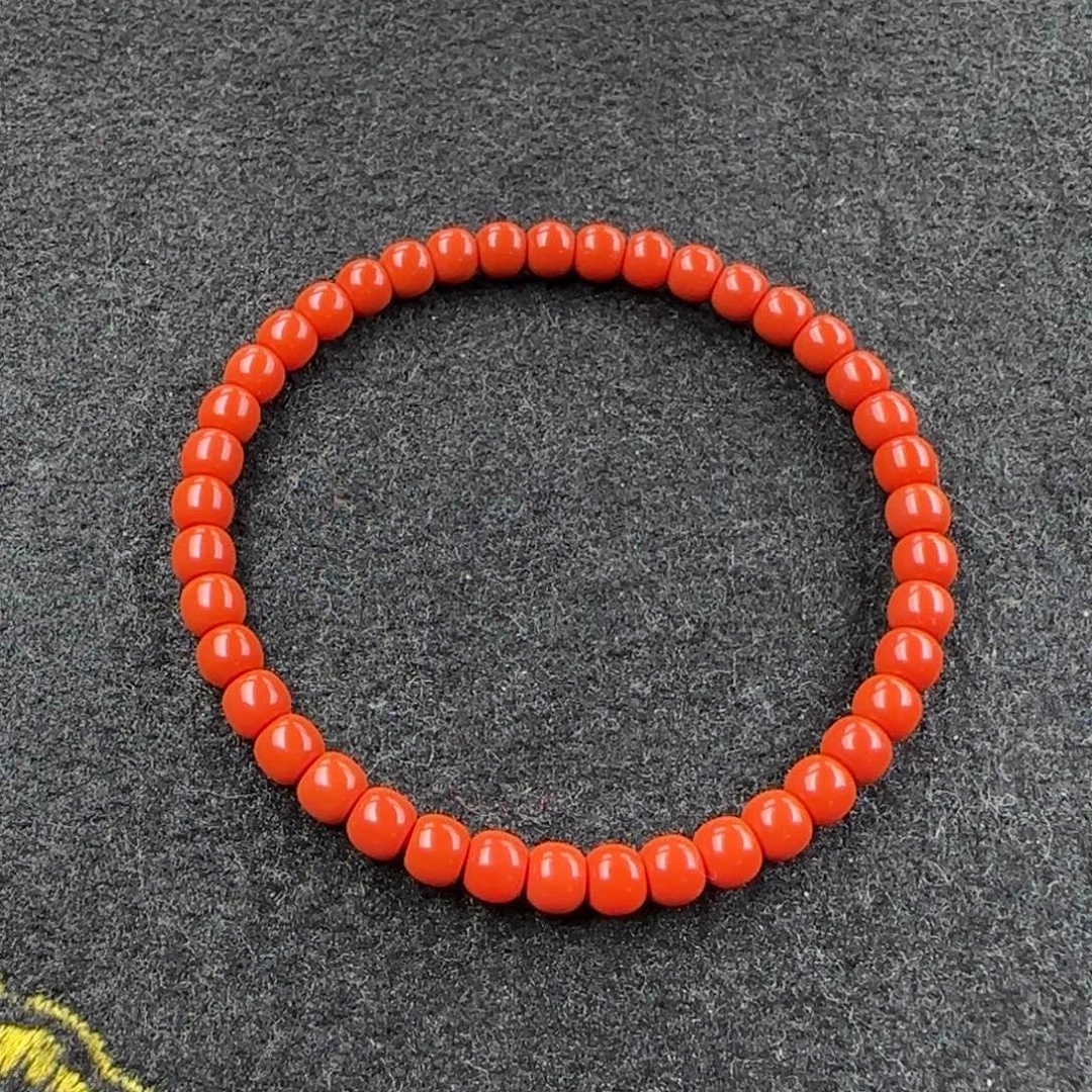 手链未镶嵌南红玛瑙满色满肉5mm锦红老型单圈