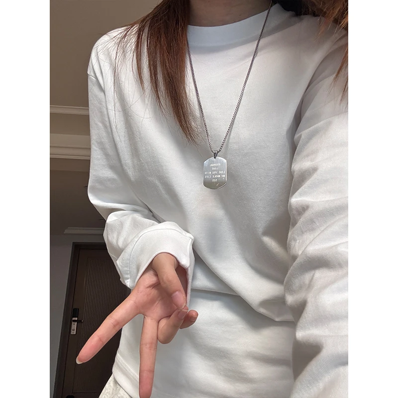 纯棉螺纹袖口简约T恤男女同款秋季免烫青少年长袖内搭卫衣打底衫