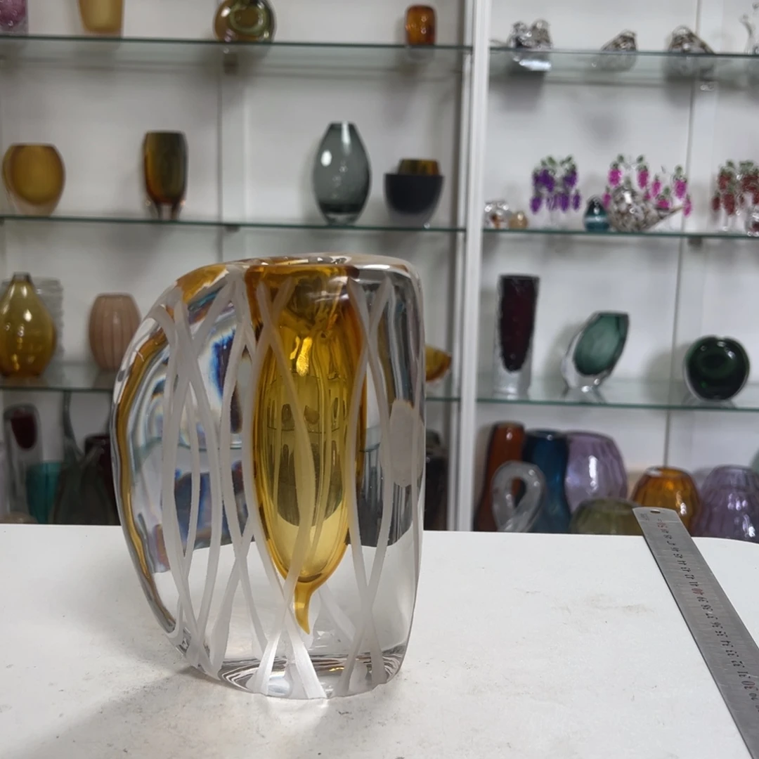 幻彩琉璃花瓶纯手工制作高度18