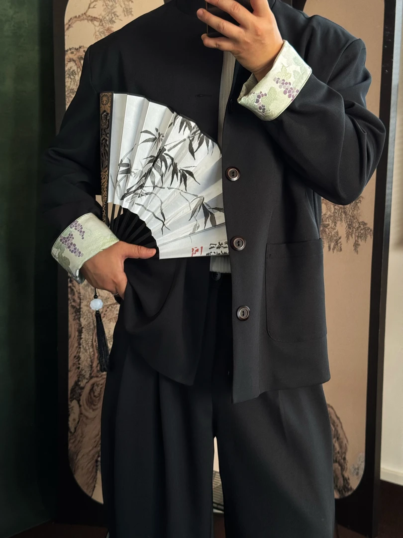 陆星家【精工刺绣】新中式休闲男士春秋复古男生衣服高级感外套C319