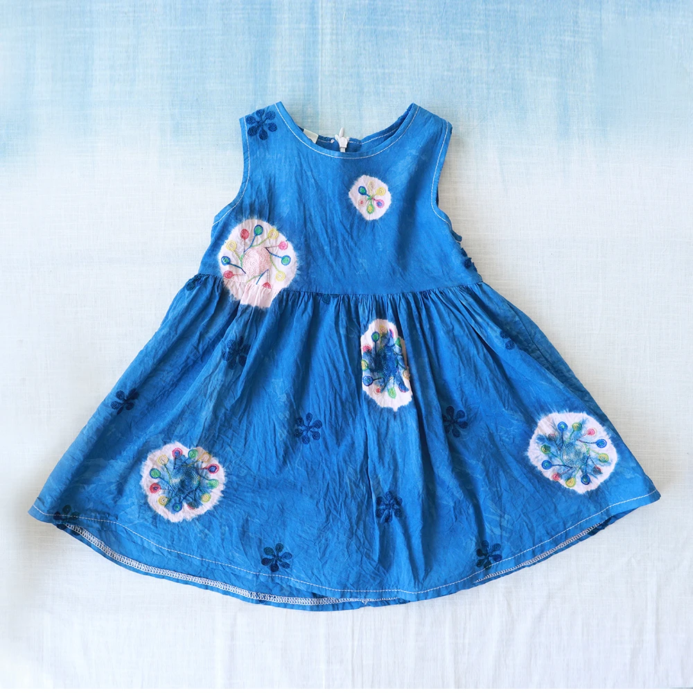 【布依垚】女童连衣裙夏装儿童宝宝中国风童装中小童无袖手工扎染裙