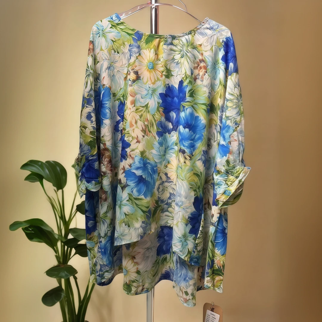 时尚设计师百搭宽松休闲蓝色轻奢上衣Y053