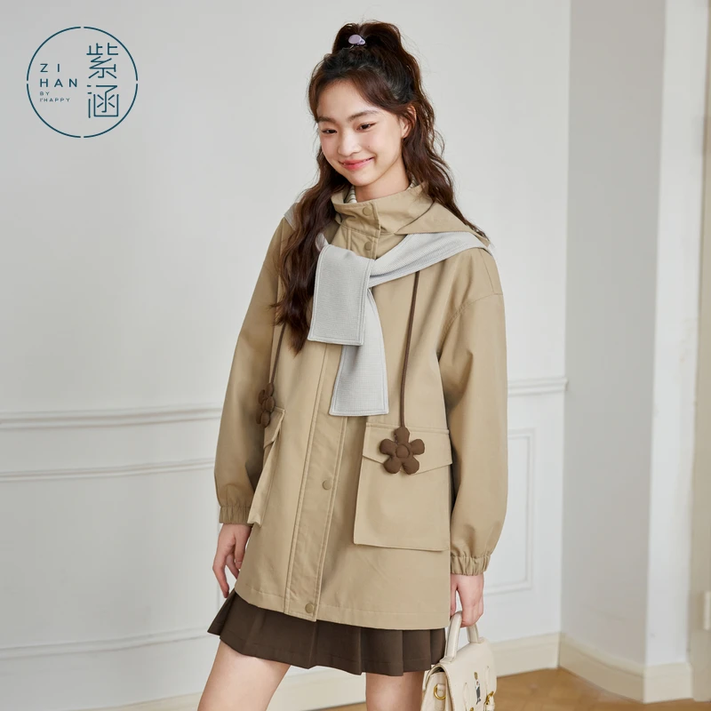 【商场同款新品】紫涵立领连帽户外风衣女2025年春季Z5Z01BS254