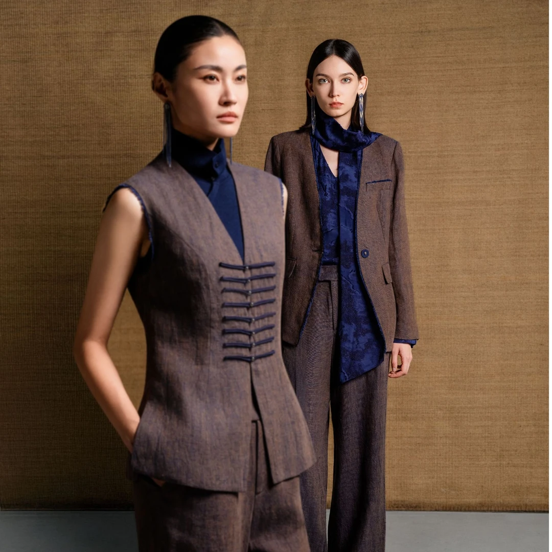 E-LORRI bylorri25秋冬高端绿标双色亚麻系列西服套装