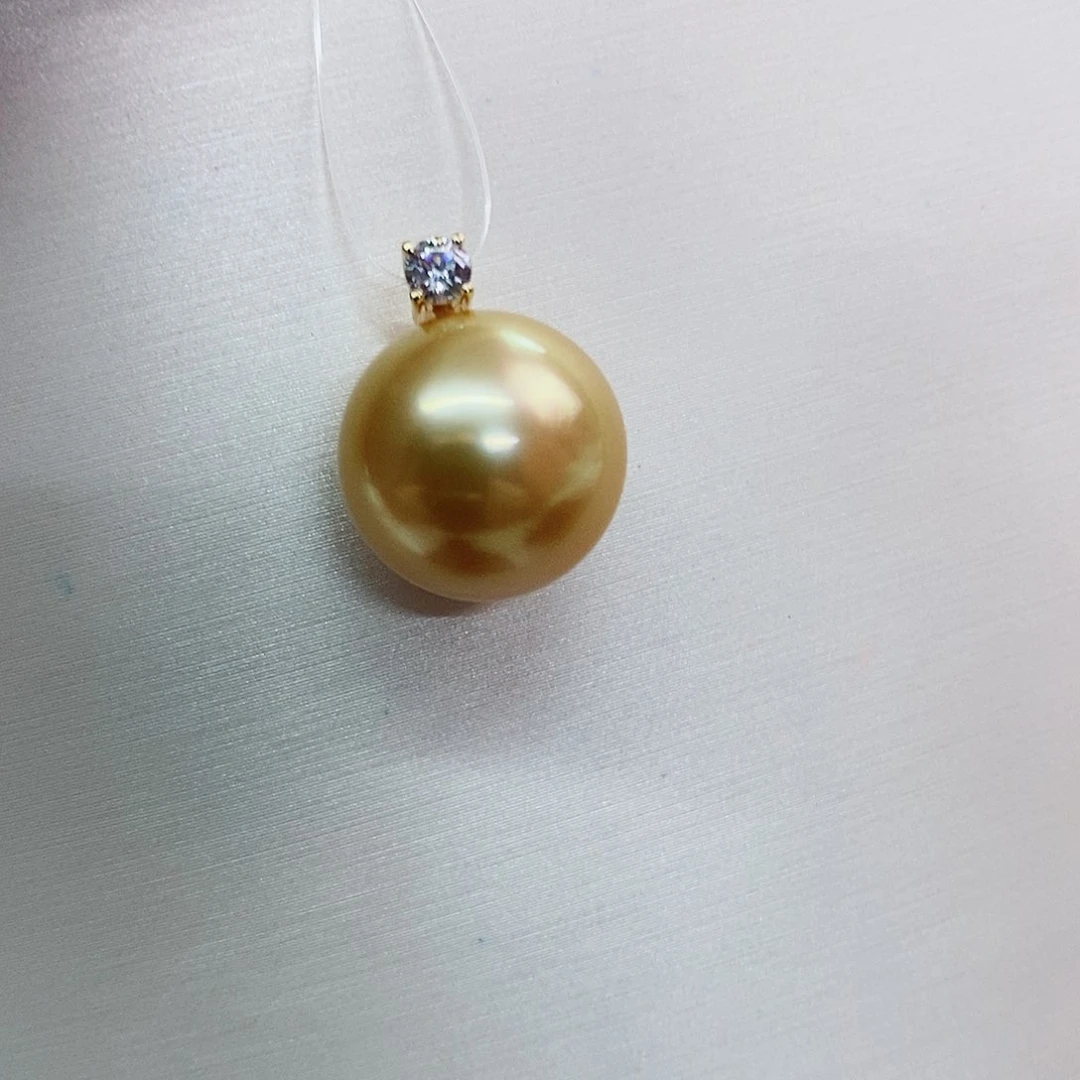 吊坠(不含链)18K金镶嵌海水珍珠13-14