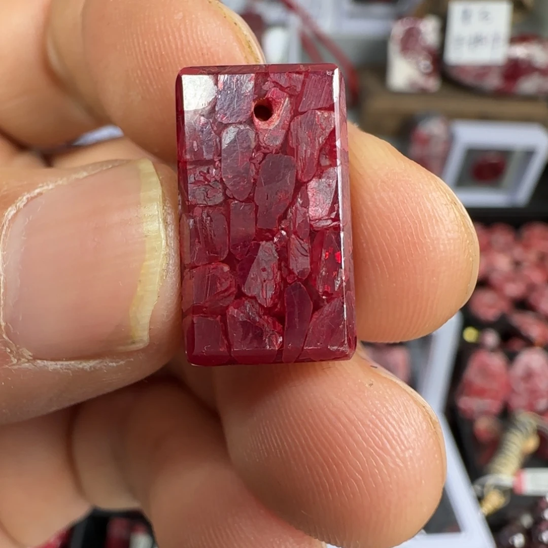 心***Y天然辰砂朱砂晶体砂无事牌吊坠