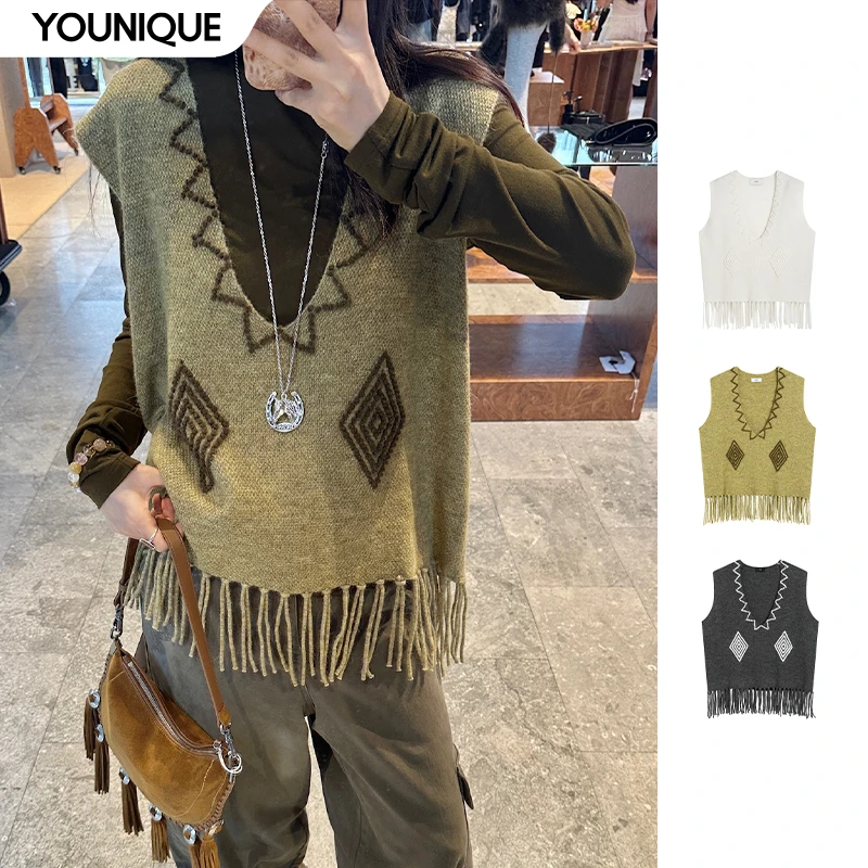 【ICE DUST】新品25秋冬手工流苏套头背心女