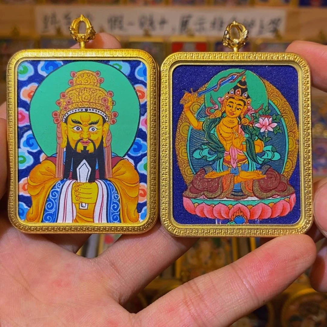 吊坠顺**然五爷➕文殊纯手绘唐卡