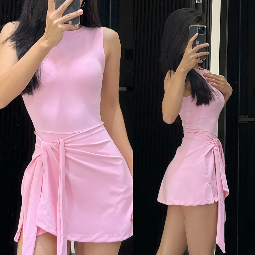 【大严家】夏季运动健身套装连衣网球防走光透气裙裤女羽毛球户外